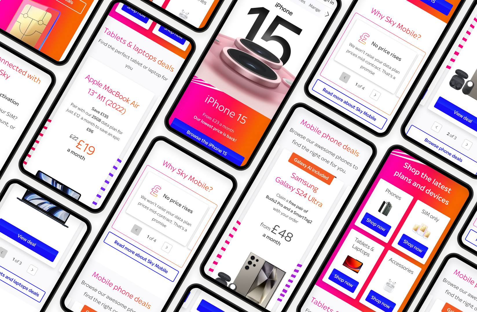 Various views of the new homepage