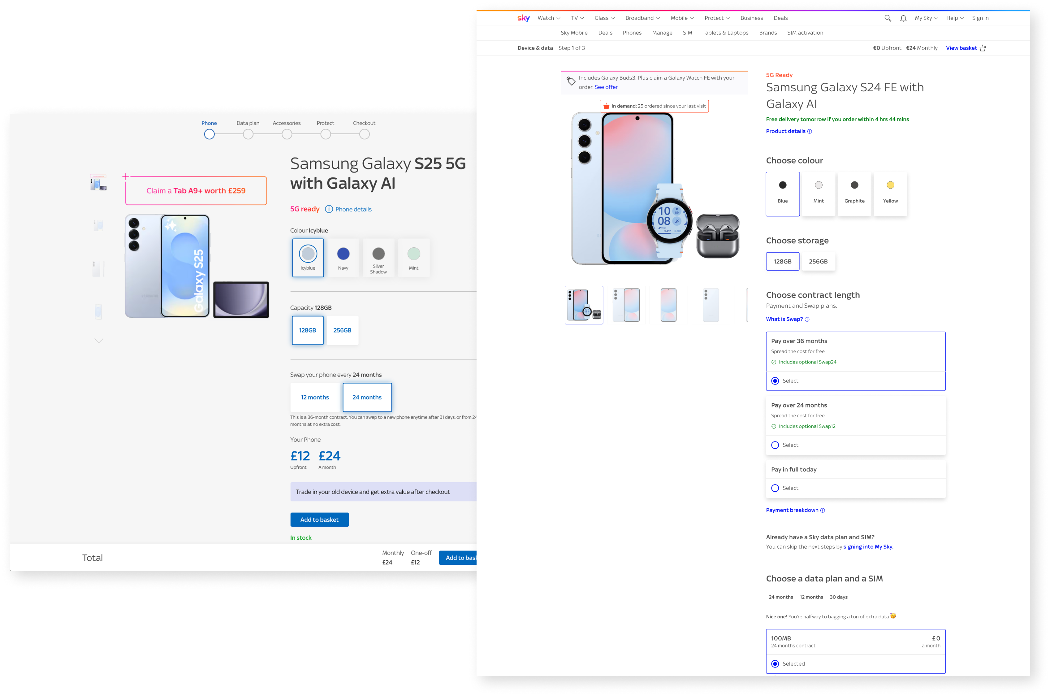 Desktop view of old and new page design