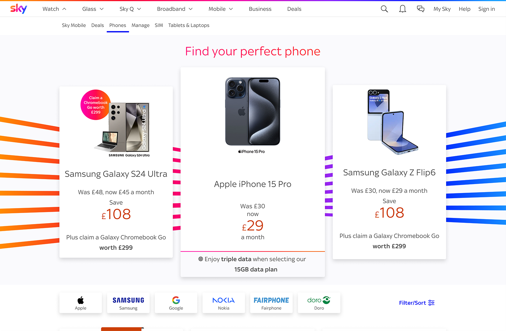 This is a paid promotional area where manufacturers feature selected phones and offers.