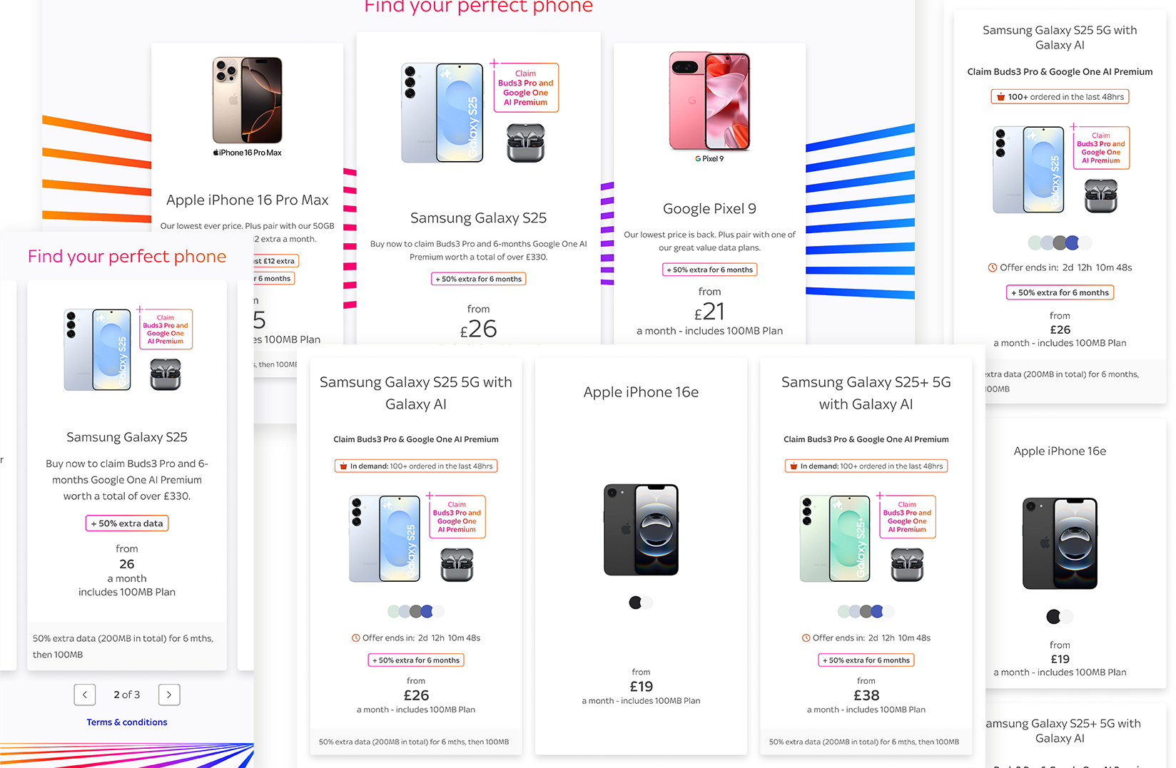 New desktop and mobile viewport detailsDetails fo the various sections of the new page